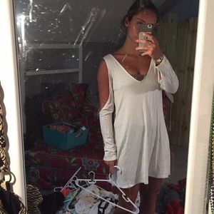 White cut out sleeve dress